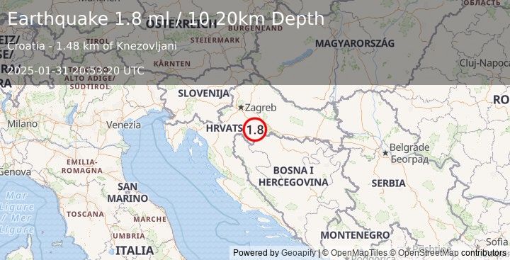 Earthquake CROATIA (1.8 ml) (2025-01-31 20:53:20 UTC)