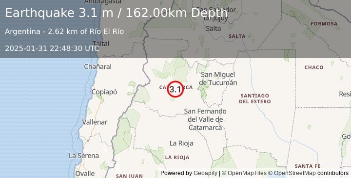 Earthquake CATAMARCA, ARGENTINA (3.1 m) (2025-01-31 22:48:30 UTC)