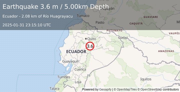 Earthquake ECUADOR (3.6 m) (2025-01-31 23:15:10 UTC)