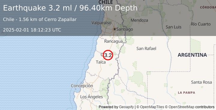 Earthquake MAULE, CHILE (3.2 ml) (2025-02-01 18:12:23 UTC)