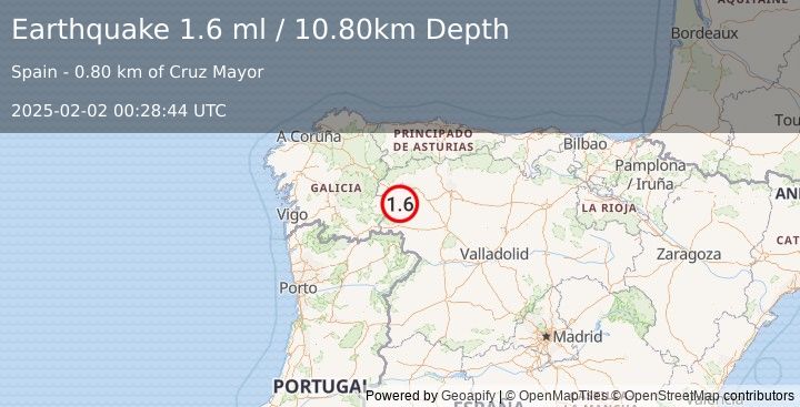 Earthquake SPAIN (1.6 ml) (2025-02-02 00:28:44 UTC)