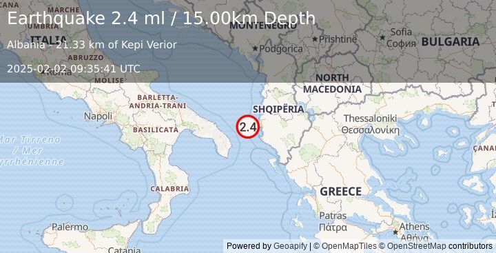 Earthquake ADRIATIC SEA (2.4 ml) (2025-02-02 09:35:41 UTC)