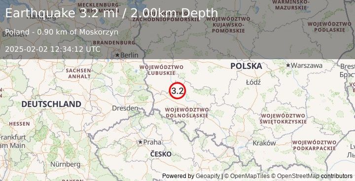 Earthquake POLAND (3.2 ml) (2025-02-02 12:34:12 UTC)