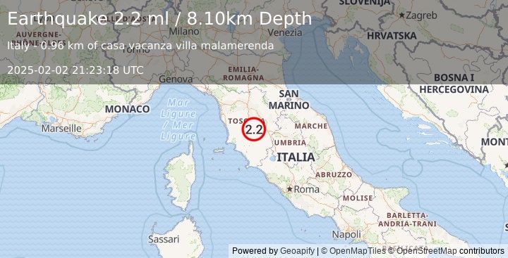 Earthquake CENTRAL ITALY (2.2 ml) (2025-02-02 21:23:18 UTC)