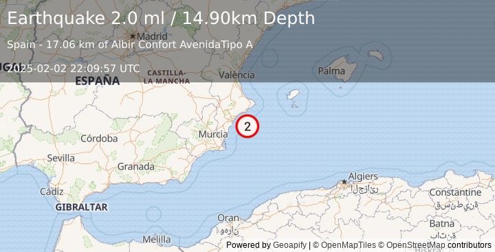 Earthquake SPAIN (2.0 ml) (2025-02-02 22:09:57 UTC)