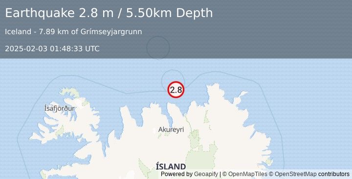 Earthquake ICELAND REGION (2.8 m) (2025-02-03 01:48:33 UTC)