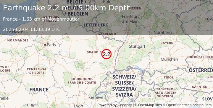 Earthquake FRANCE (2.2 ml) (2025-02-04 11:03:39 UTC)