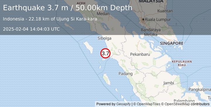 Earthquake NIAS REGION, INDONESIA (3.7 m) (2025-02-04 14:04:03 UTC)