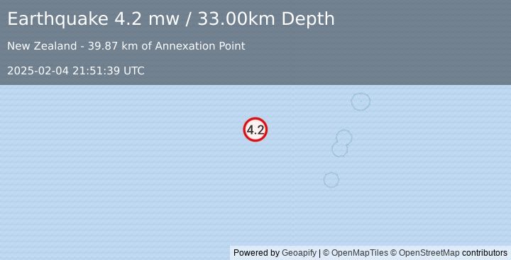 Earthquake KERMADEC ISLANDS REGION (4.2 mw) (2025-02-04 21:51:39 UTC)