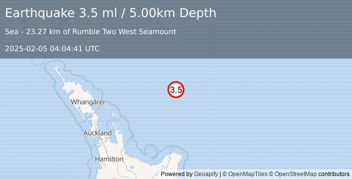 Earthquake OFF E. COAST OF N. ISLAND, N.Z. (3.5 ml) (2025-02-05 04:04:41 UTC)