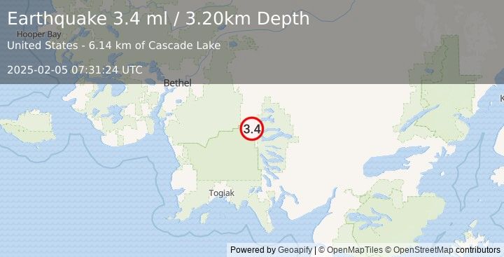 Earthquake SOUTHERN ALASKA (3.4 ml) (2025-02-05 07:31:24 UTC)