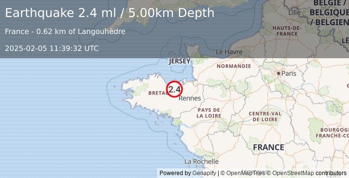 Earthquake FRANCE (2.4 ml) (2025-02-05 11:39:32 UTC)