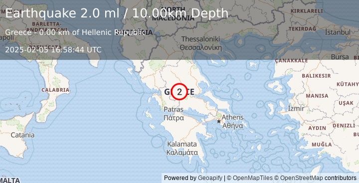 Earthquake GREECE (2.0 ml) (2025-02-05 16:58:44 UTC)