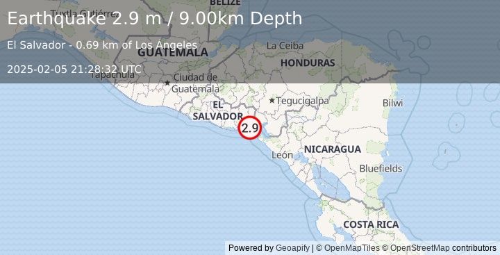 Earthquake EL SALVADOR (2.9 m) (2025-02-05 21:28:32 UTC)