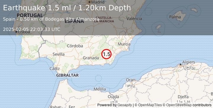 Earthquake SPAIN (1.5 ml) (2025-02-05 22:03:33 UTC)