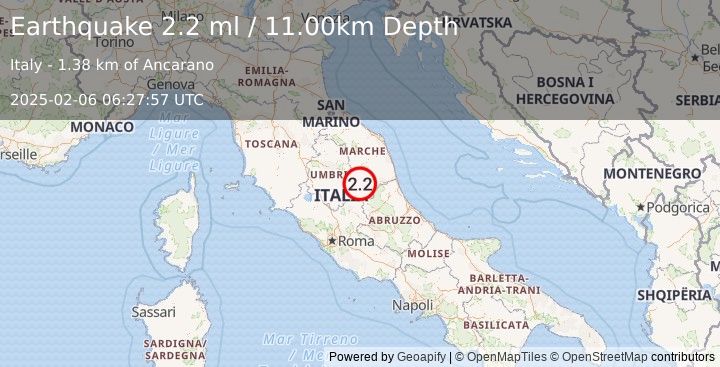 Earthquake CENTRAL ITALY (2.2 ml) (2025-02-06 06:27:57 UTC)