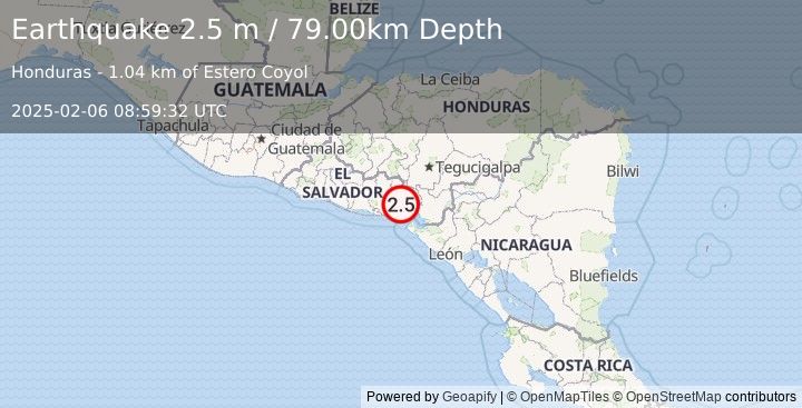 Earthquake HONDURAS (2.5 m) (2025-02-06 08:59:32 UTC)