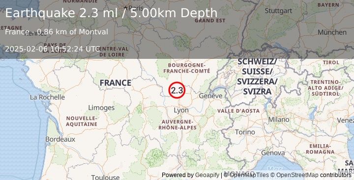 Earthquake FRANCE (2.3 ml) (2025-02-06 10:52:24 UTC)