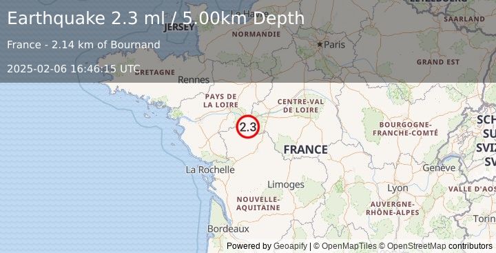 Earthquake FRANCE (2.3 ml) (2025-02-06 16:46:15 UTC)