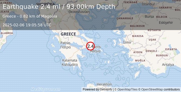 Earthquake GREECE (2.4 ml) (2025-02-06 19:05:58 UTC)