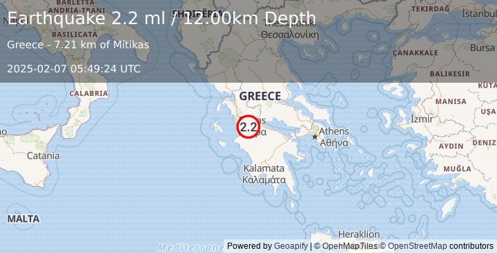 Earthquake GREECE (2.2 ml) (2025-02-07 05:49:24 UTC)