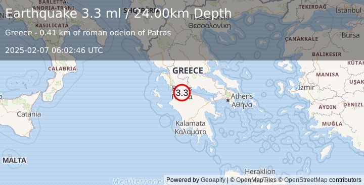 Earthquake GREECE (3.3 ml) (2025-02-07 06:03:40 UTC)