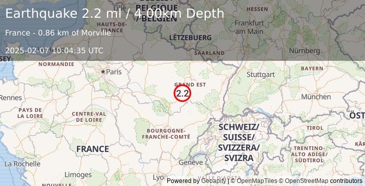 Earthquake FRANCE (2.2 ml) (2025-02-07 10:04:35 UTC)