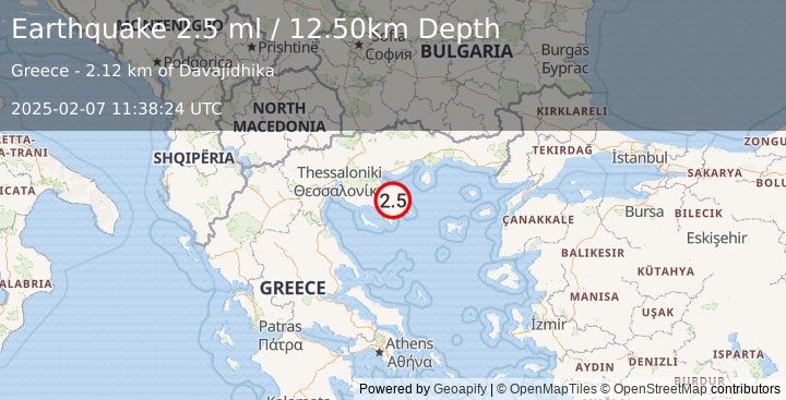 Earthquake AEGEAN SEA (2.5 ml) (2025-02-07 11:38:24 UTC)