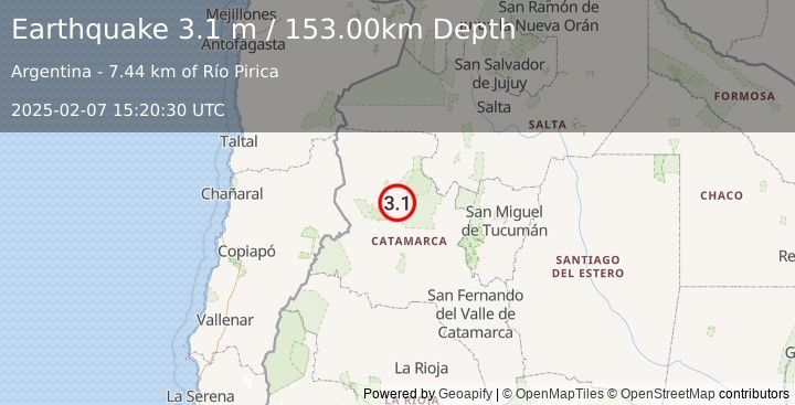 Earthquake CATAMARCA, ARGENTINA (3.1 m) (2025-02-07 15:20:30 UTC)