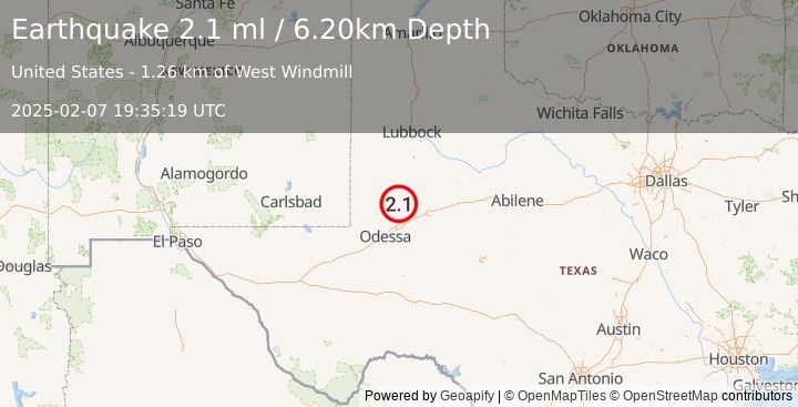 Earthquake WESTERN TEXAS (2.1 ml) (2025-02-07 19:35:19 UTC)