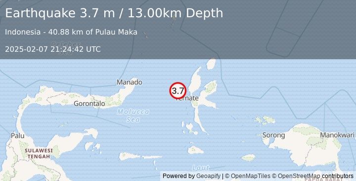 Earthquake HALMAHERA, INDONESIA (3.7 m) (2025-02-07 21:24:42 UTC)