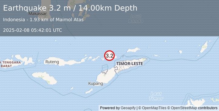 Earthquake KEPULAUAN ALOR, INDONESIA (3.2 m) (2025-02-08 05:42:01 UTC)