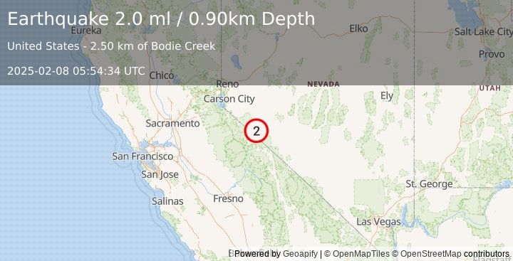 Earthquake NEVADA (2.0 ml) (2025-02-08 05:54:34 UTC)