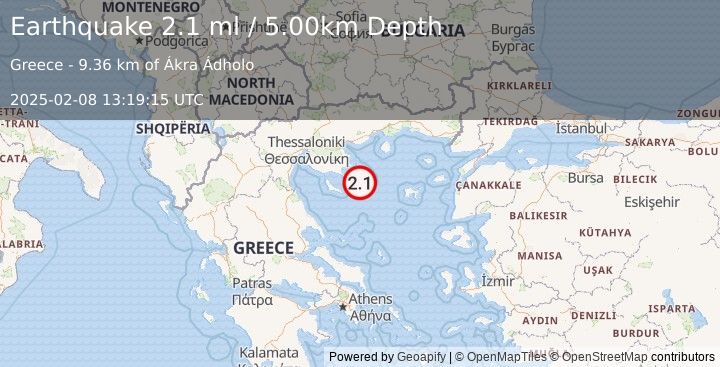 Earthquake AEGEAN SEA (2.1 ml) (2025-02-08 13:19:15 UTC)