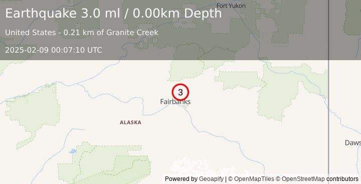 Earthquake NORTHERN ALASKA (3.0 ml) (2025-02-09 00:07:10 UTC)