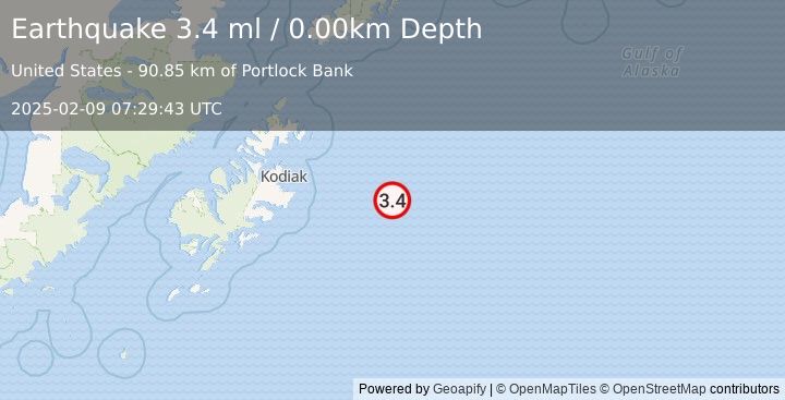 Earthquake GULF OF ALASKA (3.4 ml) (2025-02-09 07:29:43 UTC)