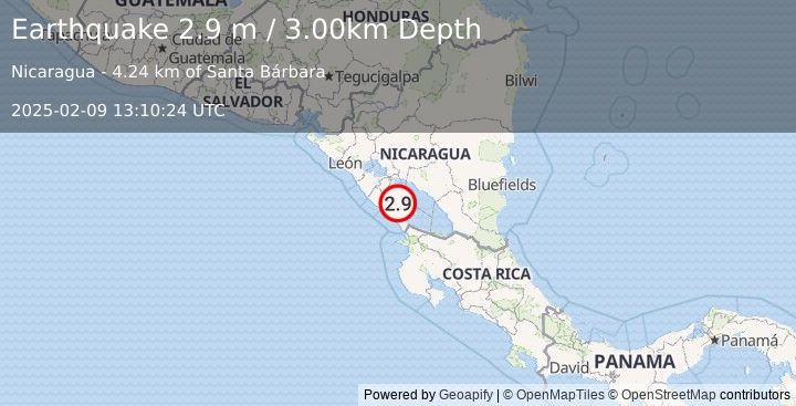 Earthquake NICARAGUA (2.9 m) (2025-02-09 13:10:24 UTC)