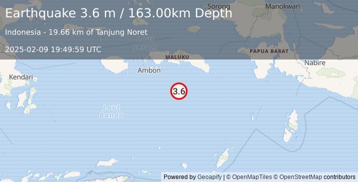 Earthquake BANDA SEA (3.6 m) (2025-02-09 19:49:59 UTC)