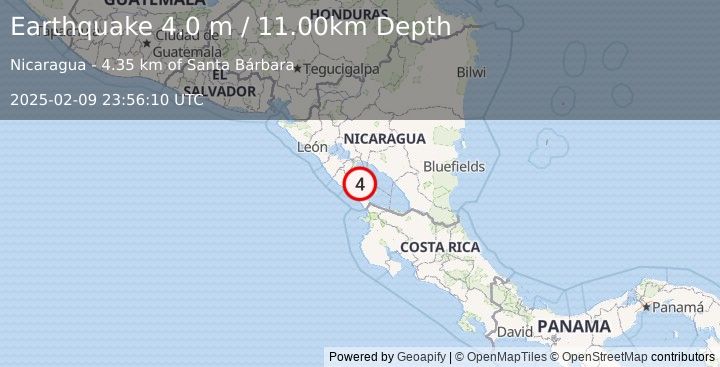 Earthquake NICARAGUA (4.0 m) (2025-02-09 23:56:10 UTC)