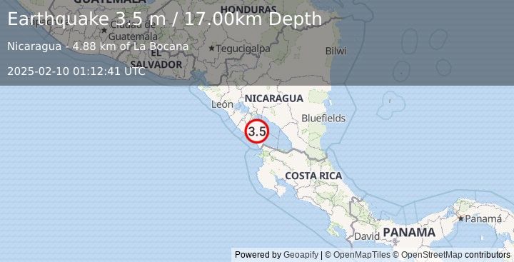 Earthquake NICARAGUA (3.5 m) (2025-02-10 01:12:41 UTC)