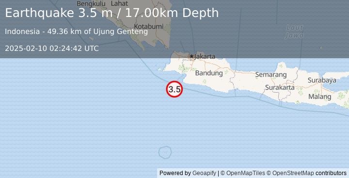 Earthquake JAVA, INDONESIA (3.5 m) (2025-02-10 02:24:42 UTC)