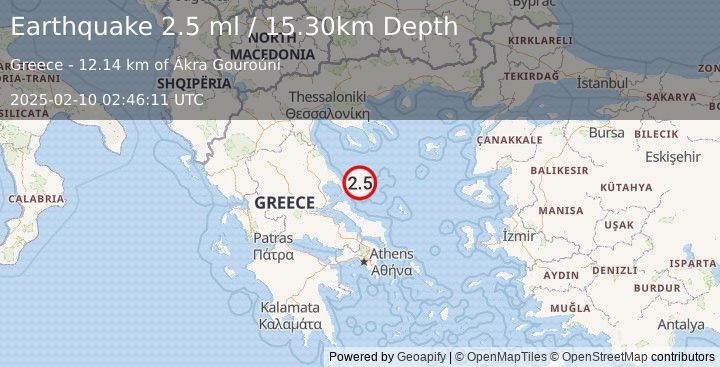 Earthquake AEGEAN SEA (2.5 ml) (2025-02-10 02:46:11 UTC)