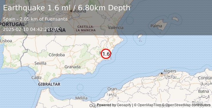 Earthquake SPAIN (1.6 ml) (2025-02-10 04:42:29 UTC)