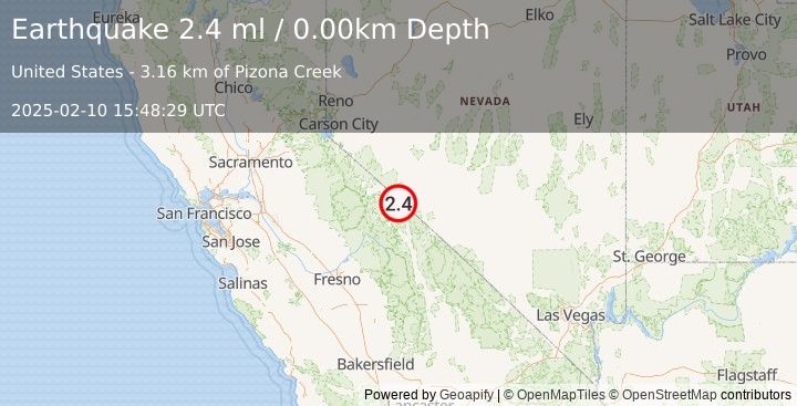 Earthquake CENTRAL CALIFORNIA (2.4 ml) (2025-02-10 15:48:29 UTC)