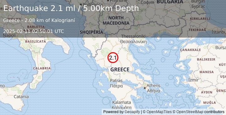 Earthquake GREECE (2.1 ml) (2025-02-11 02:50:01 UTC)