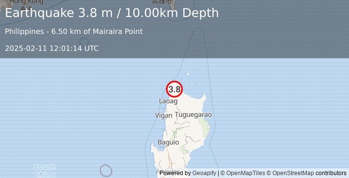 Earthquake LUZON, PHILIPPINES (3.8 m) (2025-02-11 12:01:14 UTC)