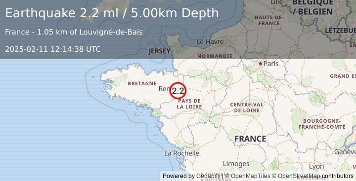 Earthquake FRANCE (2.2 ml) (2025-02-11 12:14:38 UTC)