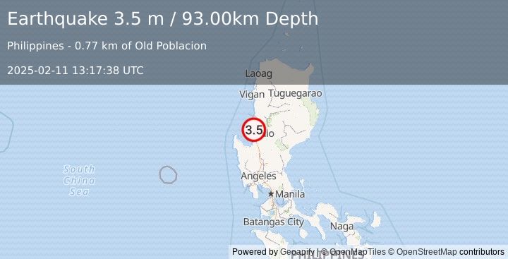 Earthquake LUZON, PHILIPPINES (3.5 m) (2025-02-11 13:17:38 UTC)