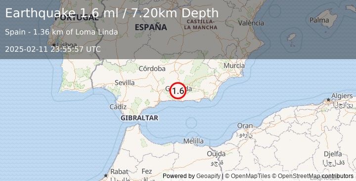 Earthquake SPAIN (1.6 ml) (2025-02-11 23:55:57 UTC)