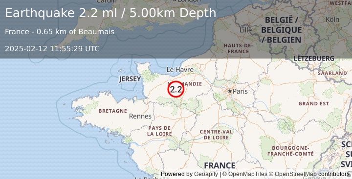 Earthquake FRANCE (2.2 ml) (2025-02-12 11:55:29 UTC)